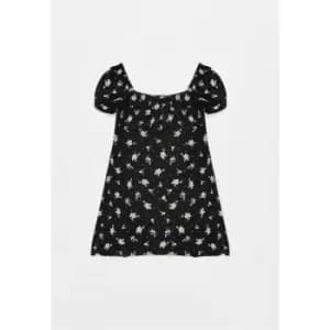 Missguided Plus Size Ditsy Floral Print Bardot Mini Dress - Black