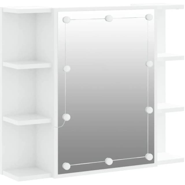 vidaXL Mirror Cabinet with LED High Gloss White 70x16.5x60 cm, White 808879