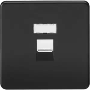 MLA Knightsbridge RJ45 Network Outlet Matt Black With Chrome Shutter - SFRJ45MB