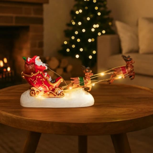 Pre-Lit Santa & Sleigh LED Ornament