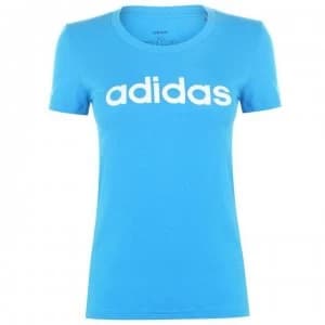 adidas Linear QT T Shirt Ladies - Shock Cyan