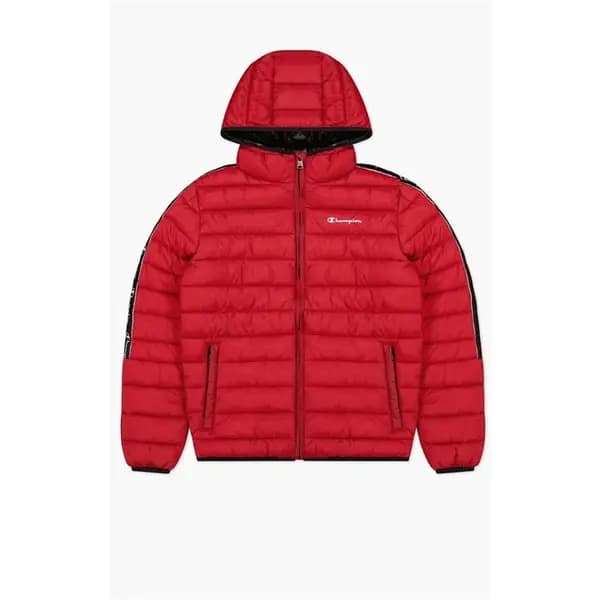 Champion Oxblood Hooded Jacquard Tape Padded Jacket