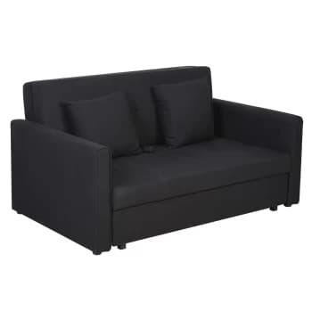 HOMCOM Two Seater Fabric Sofa Bed with Storage furniture for Livingroom Furniture Black AOSOM UK