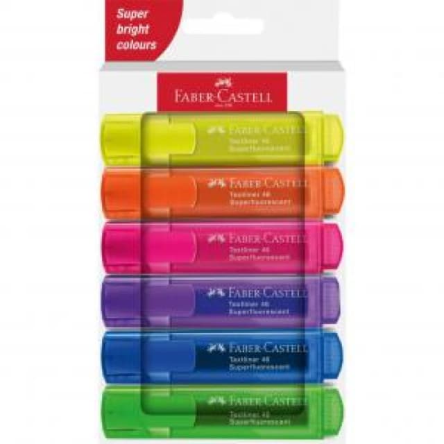 Faber-Castell Highlighter Textliner 46 Assorted Colours Pack 6 - EXR49181SQ