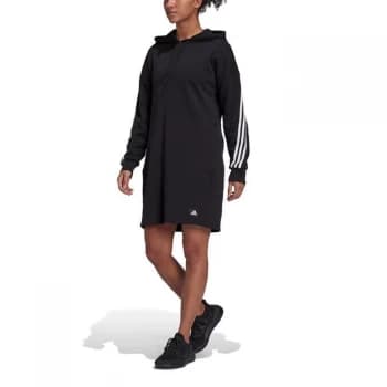 adidas 3 Stripe Long Hoodie Ladies - Black