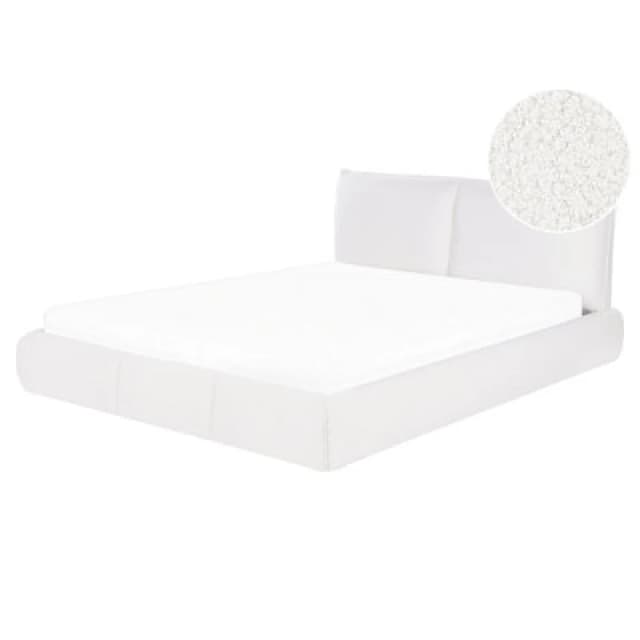 Beliani Bed Boucle Vinay 160 X 200 Cm (Eu King Size) White