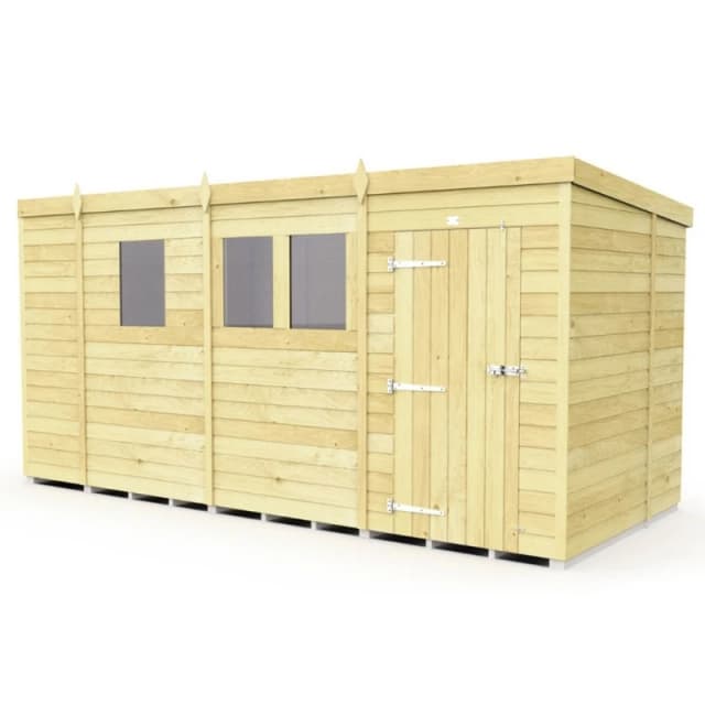 Buttercup Farm 13 x 6 Feet Pent Shed - Single Door W/ Windows - L178 x W387 x H201cm in Brown Brown Unisex