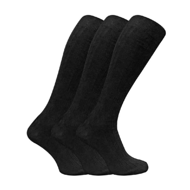 Sock Snob Sock Snob Men 3 Pack Long Knee High Lightweight 100% Cotton Soft Breathable Socks in Black Size: 6-11 Black 6-11 Male 5060597070256