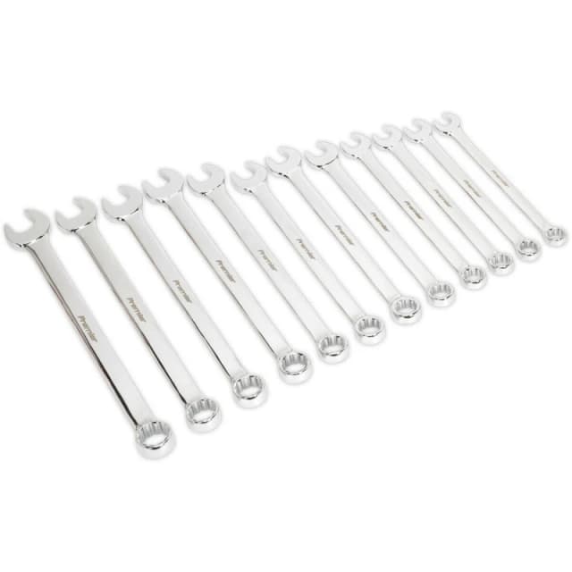 Loops 12pc Extra Long Combination Hand Spanner Set - 20 to 32mm Metric 12 Point Socket Multi