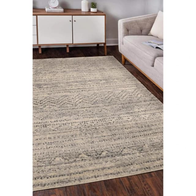 Homemaker Freya Linezag Natural 80X200Cm Rug, Cream FREYALINN80120