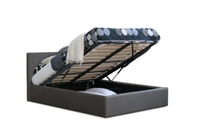 Modernique Modernique Fabric Ottoman Storage Bed with High Headboard, Gas Lift Up Base in Grey Size: Double Grey Double Unisex 4673802625403