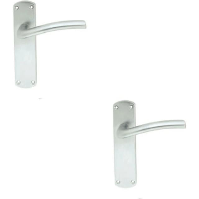 Loops 2x PAIR Rounded Curved Bar Handle on Latch Backplate 170 x 42mm Satin Chrome Multi