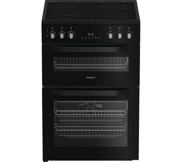 Hotpoint HDE6VDB1 Double Oven Electric Cooker with Ceramic Hob - Black - A/A Rated