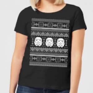 Star Wars Stormtrooper Knit Womens Christmas T-Shirt - Black