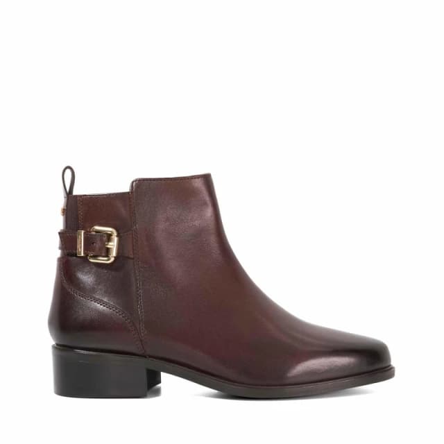 Dune London Womens Padri Flat Ankle Boots Brown Leather female 3 (36)