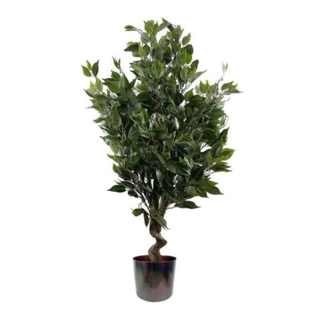 Leaf 110cm Artificial Evergreen Twist Ficus Tree Multicolour Planter