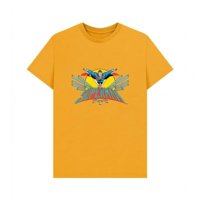 Superman Mens Official Flying T-Shirt in Mustard Size: Small Mustard Male S
