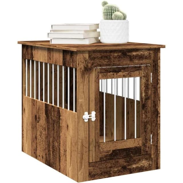 vidaXL Dog Crate Furniture Old Wood 55x80x68cm Engineered Wood, Brown 857642