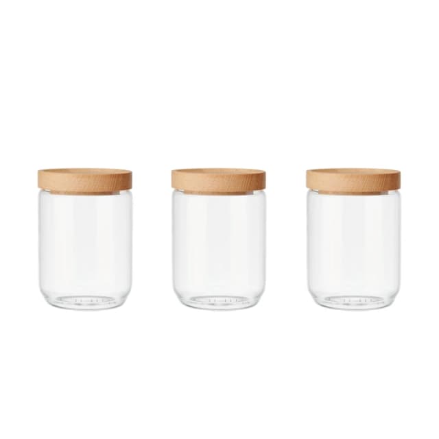 KitchenCraft Idilica Set of 3 Glass Storage Jars, 500ml in Clear Clear Unisex