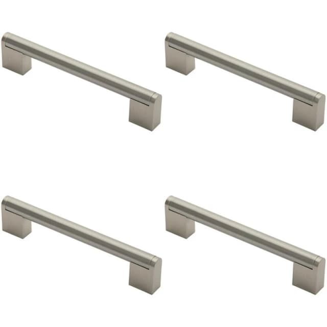 Loops 4x Round Bar Pull Handle 168 x 14mm 128mm Fixing Centres Satin Nickel & Steel Metallics unisex