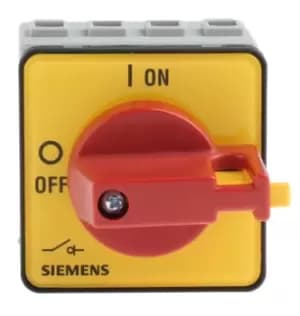 Siemens 3 Pole Panel Mount Non Fused Isolator Switch - 16 A Maximum Current, 7.5 kW Power Rating, IP65
