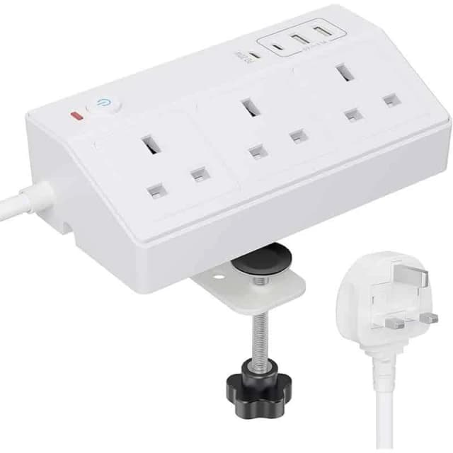 Proline DESK POWER POD 3 x 13A + 2 USB-A & 2 X USB-C (20W) - WHITE