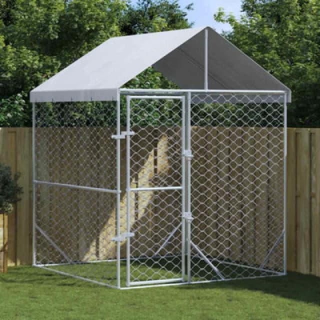 Vidaxl Outdoor Dog Kennel With Roof Silver 2X2X2.5 M Galvanised Steel