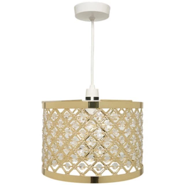 K Living Horsham Gold Shiny Metal And Acrylic Beads Non Electrical Easy Fit Pendant Shade