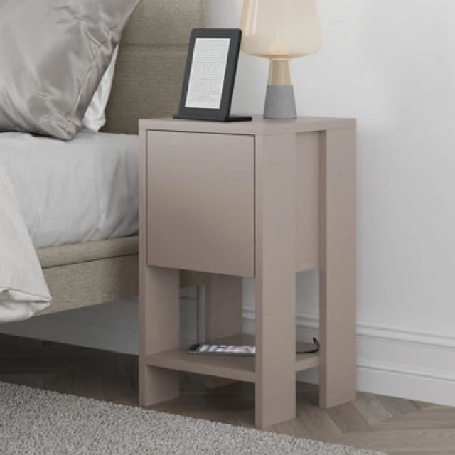 Decortie Bedside Table 30X30X55Cm Particleboard Mocha Grey 8683628008157