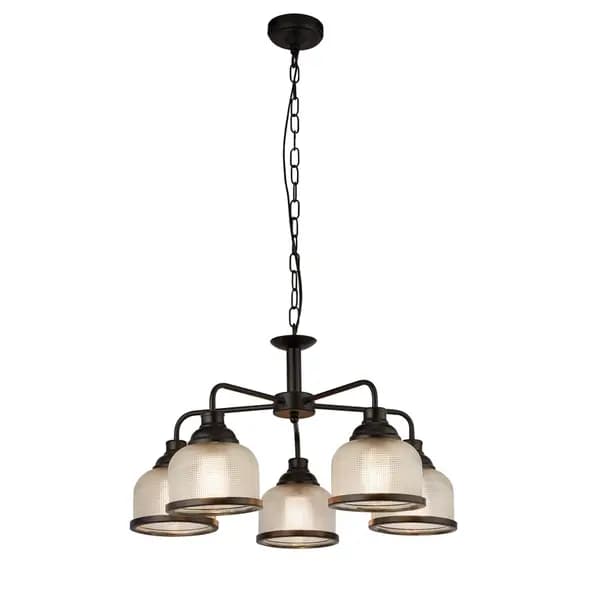 Searchlight Highworth 5 Arm Glass Ceiling Pendant Light - Black