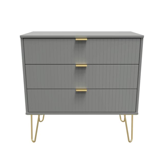Welcome Furniture Ready Assembled Linear 3 Drawer Chest In Dusk Grey LIF010DGDG
