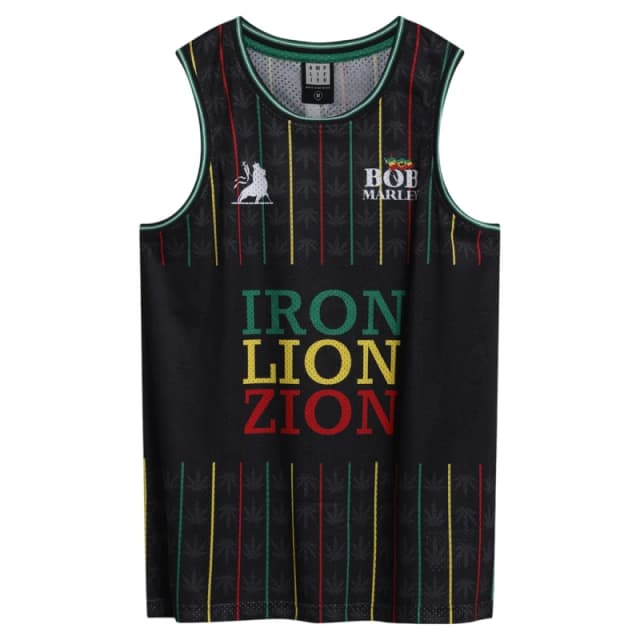 Amplified Amplified Men Bob Marley Basketball Jersey in Black Size: Medium Black M Male 5063750323503