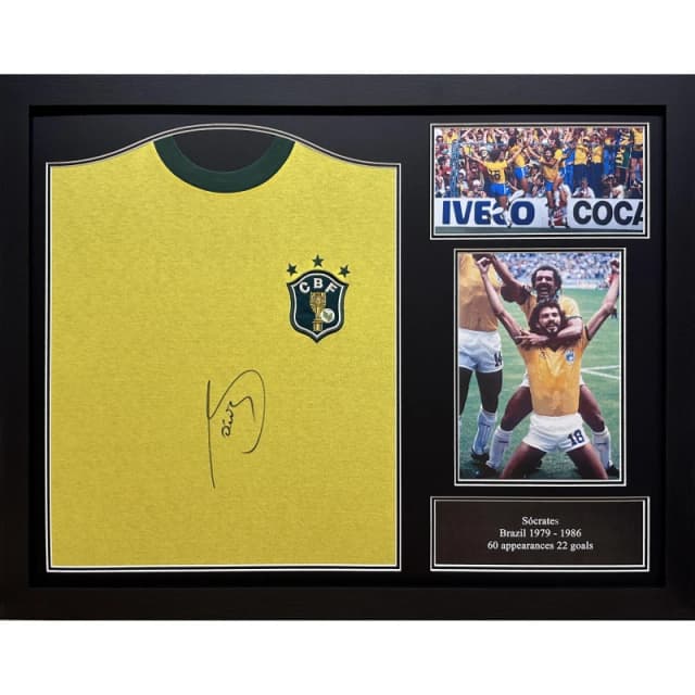 AllStarSignings Ltd Socrates signed Brazil shirt Yellow unisex One Size