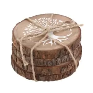 Set of 4 Tree of Life Wood Slice Coasters