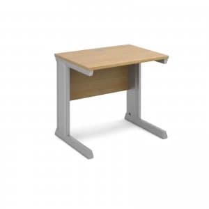 Vivo Straight Desk 800mm x 600mm - Silver Frame Oak Top