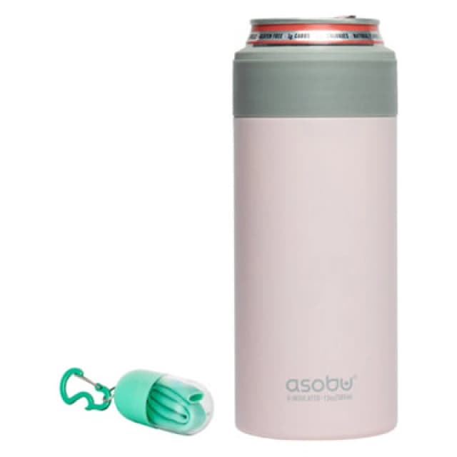 asobu Skinny Can Kuzie Insulated Stainless Steel Sleeve 350ml Pink Pink