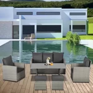 Alfresco 7 Seater Rattan Sofa Furniture Set, Grey