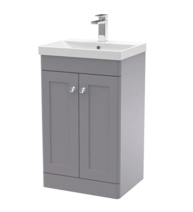 nuie 500mm Floor Standing 2 Door Vanity & Basin 3 - Satin Grey CLC223E