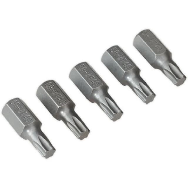 Loops 5 PACK - T40 x 30mm TRX Star Short Bit Set - Hex Shaft - Chrome Vanadium Steel Metallics