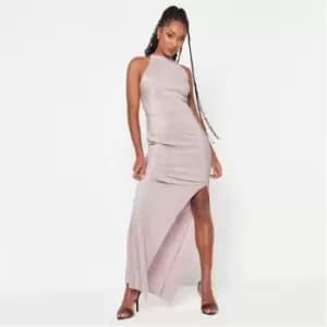 Missguided Racer Neck Plisse Maxi Dress - Nude