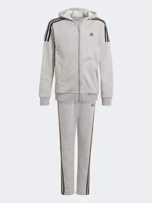 Boys, adidas Tracksuit, Grey/Black, Size 9-10 Years