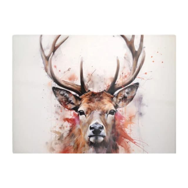 Warren Reed Designer Watercolour Splashart Stag Face Glass Chopping Board