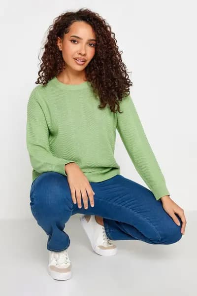M&Co Petite Ribbed Knit Jumper Jade