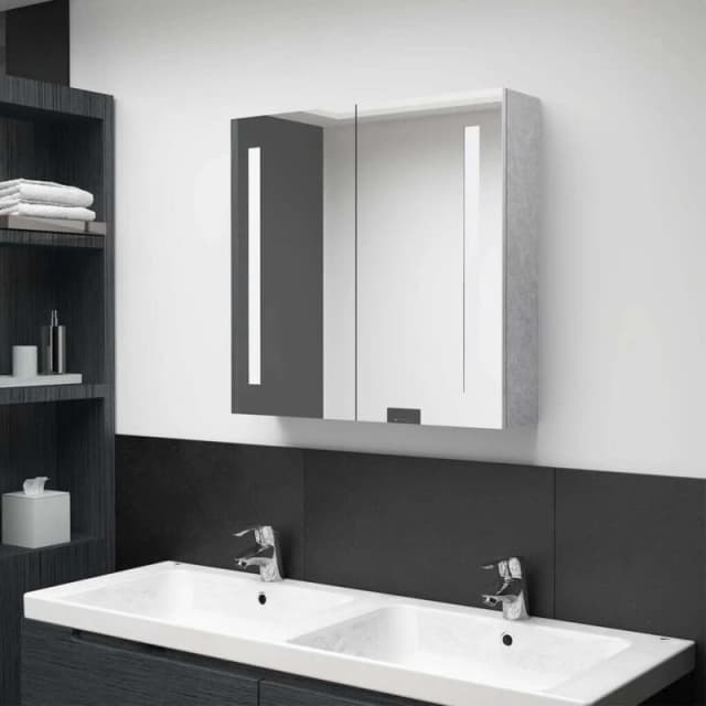 VIDAXL LED Bathroom Mirror Cabinet Concrete Grey 62x14x60cm Vidaxl 8720286332818