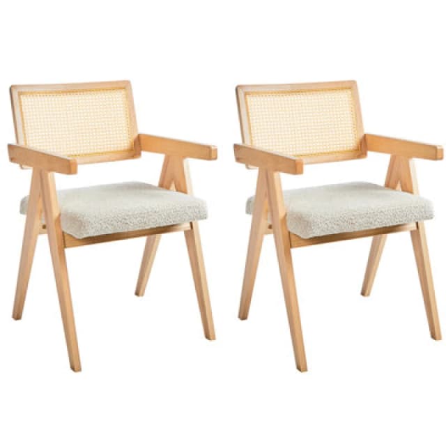 Beliani Set Of 2 Dining Chairs Ava Wood Light Brown/ Beige