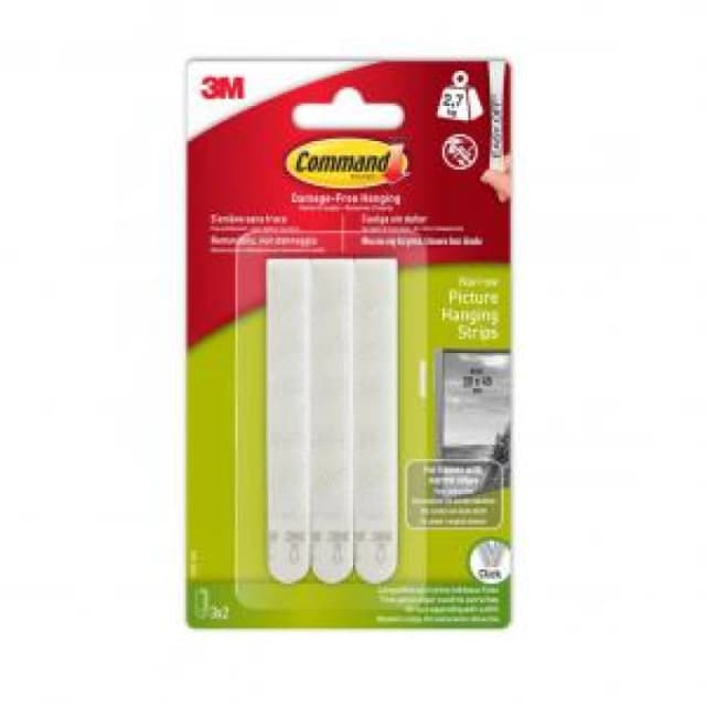 Command 3M Command Narrow Picture Hanging Strips White (Pack 3) - 7100206626 7100206626