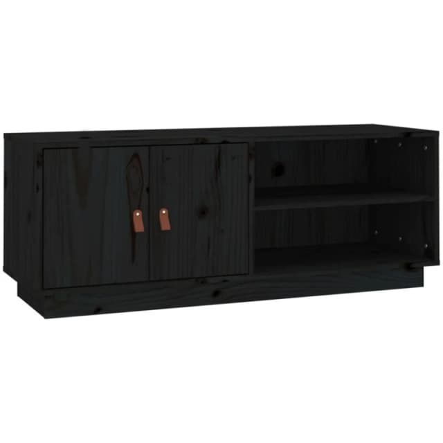 vidaXL TV Cabinet Black 105x34x40cm Solid Wood Pine, Black 818224