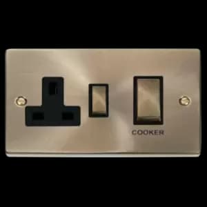 Click Scolmore Deco Ingot 45A Cooker Switch Unit with 13A 2 Pole Switched Socket - VPAB504BK