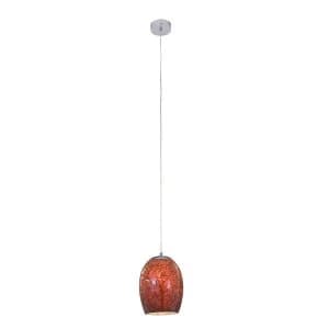 1 Light Ceiling Pendant Chrome, Red with Mosaic Glass Shade, E27