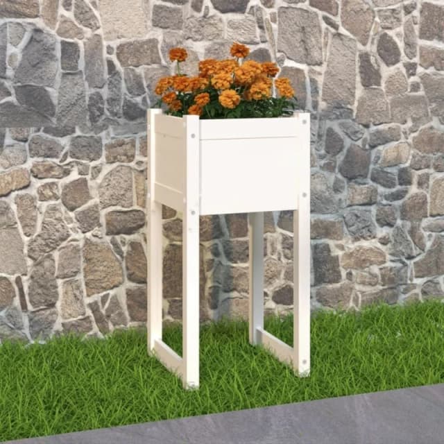 vidaXL Planter White 40x40x81cm Solid Wood Pine, White 822124